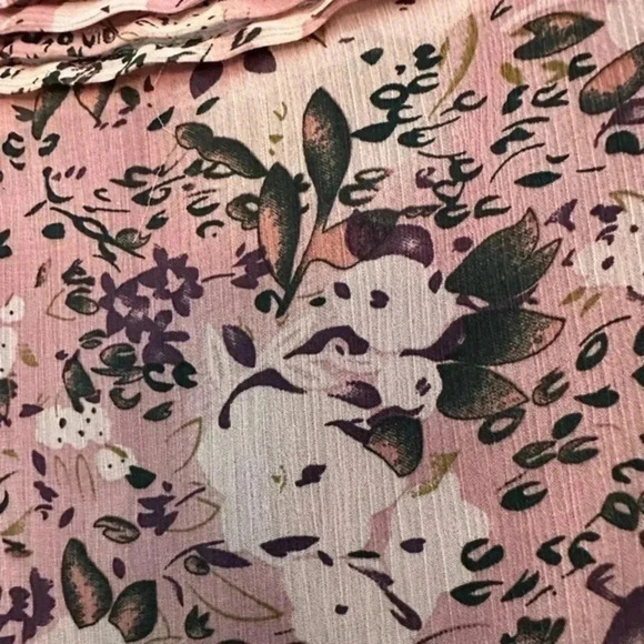 BCBGMAXAZRIA | Dusty Rose Bohemian Puff Sleeves Floral Blouse Size XS - Picture 7 of 8